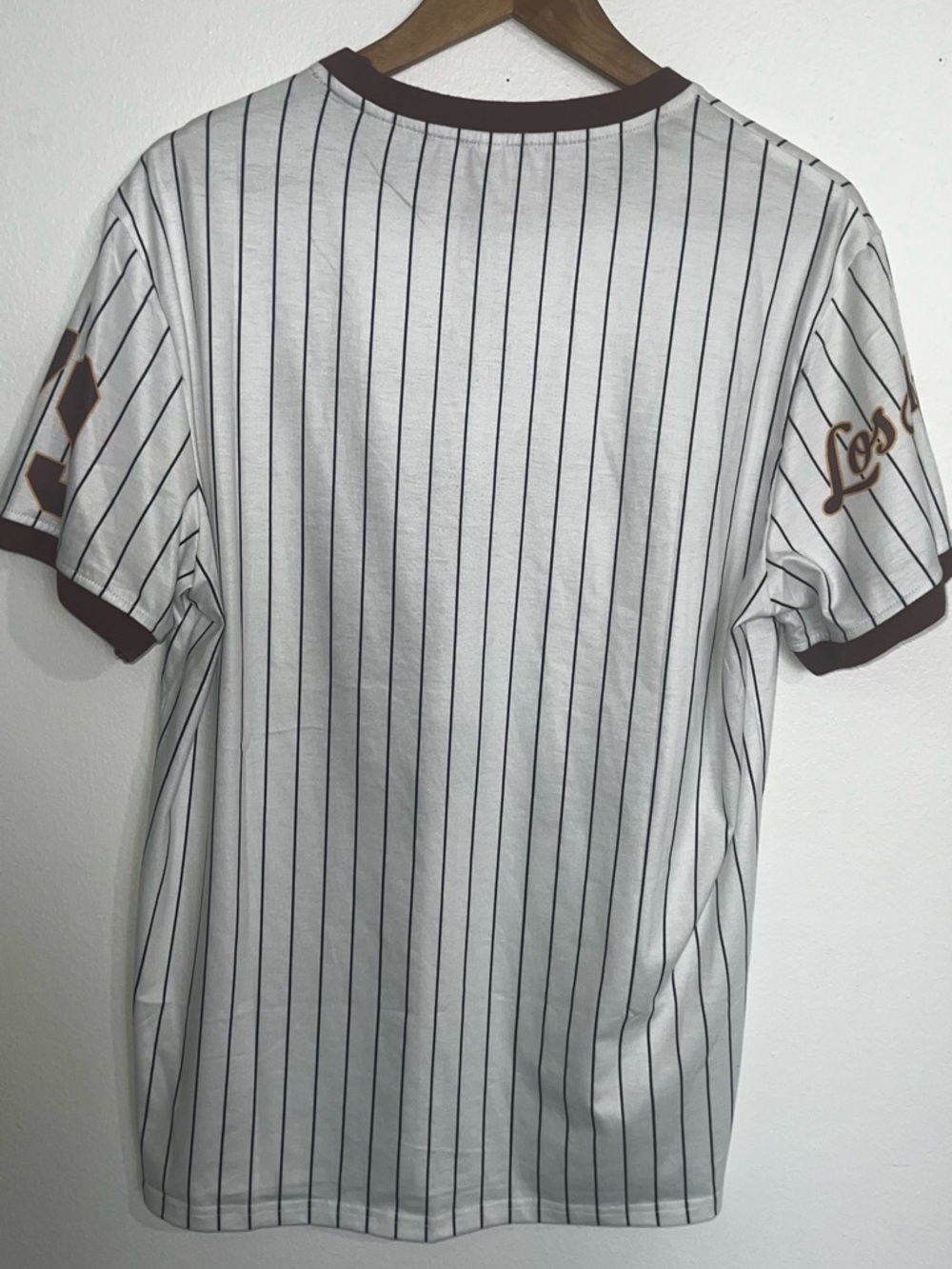 Los Angeles 79 Pinstripe Short-Sleeve Baseball Tee - White/Brown - Picture 2 of 3